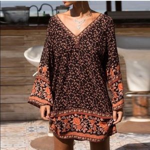 Floral Bell Sleeve Mini Dress